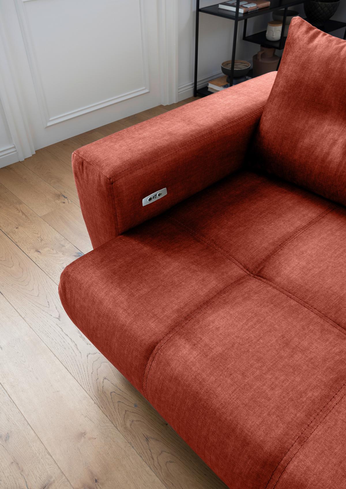 Ecksofa Restao Koralle S: 246x177 cm - Koralle/Schwarz, MODERN, Textil (246/177cm) - MID.YOU