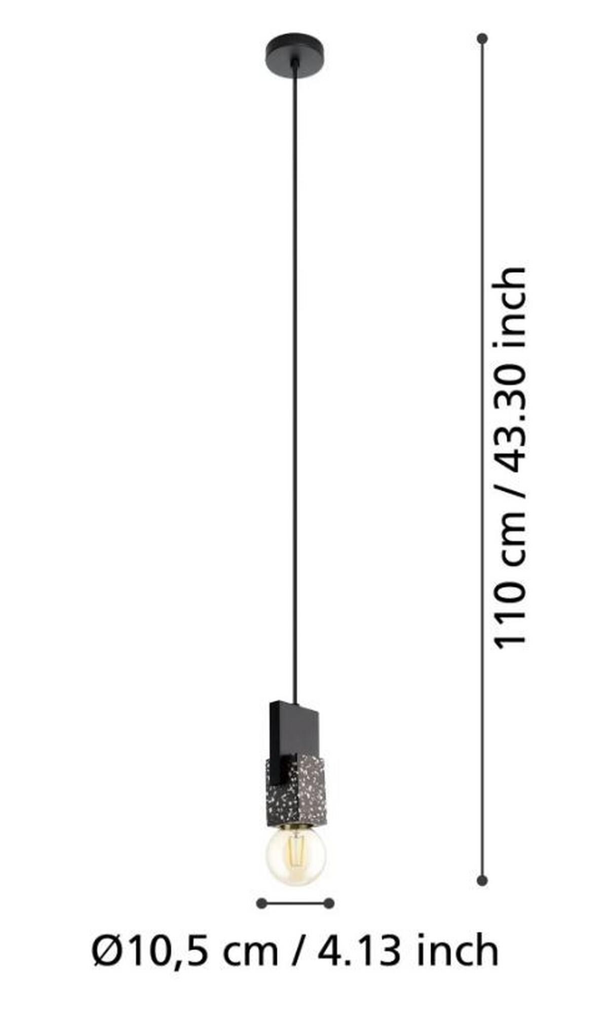 Hängeleuchte Lobatia H: 110 cm 1-flammig, Schwarz - Schwarz, Basics, Holz/Metall (10,5/110cm) - Eglo