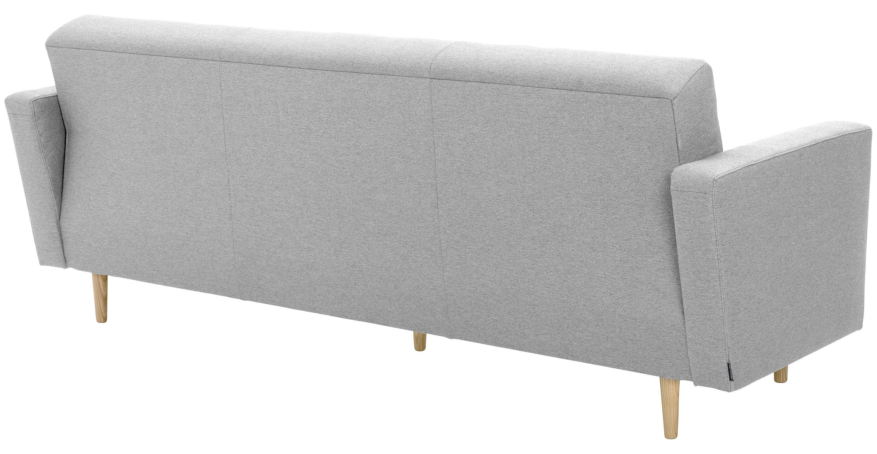 3-Sitzer-Sofa + Schlaffunktion Jasmin mit Armlehnen Hellgrau