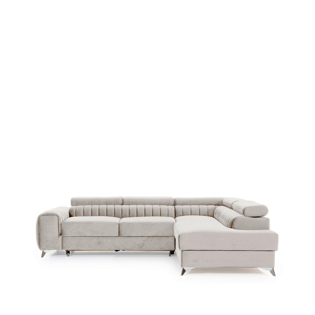 Ecksofa Laurence Beige S: 278x205 Cm - Beige/Silberfarben, Design, Textil (278/205cm) - P & B