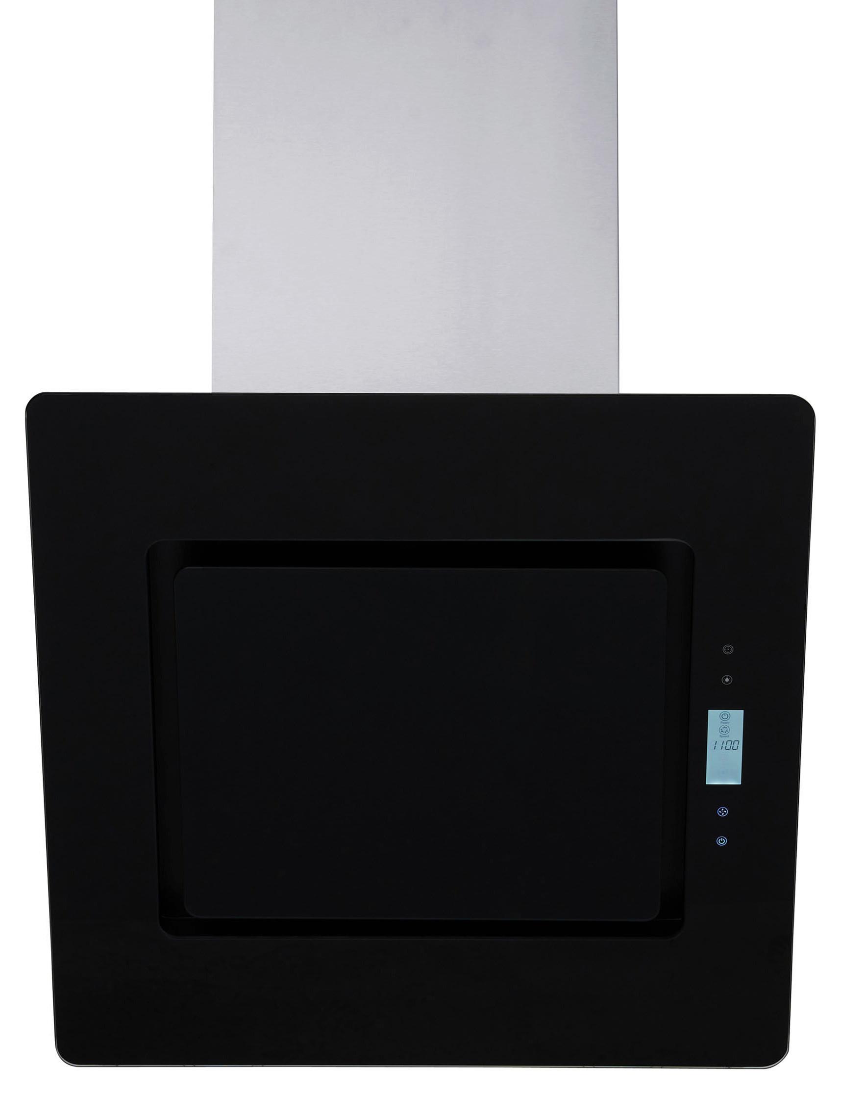 Kopffreihaube Ch 99040 Glas Schwarz B: 60cm Led - Edelstahlfarben/Schwarz, Trend, Glas/Metall (60/87,5-125,5/37cm) - Respekta