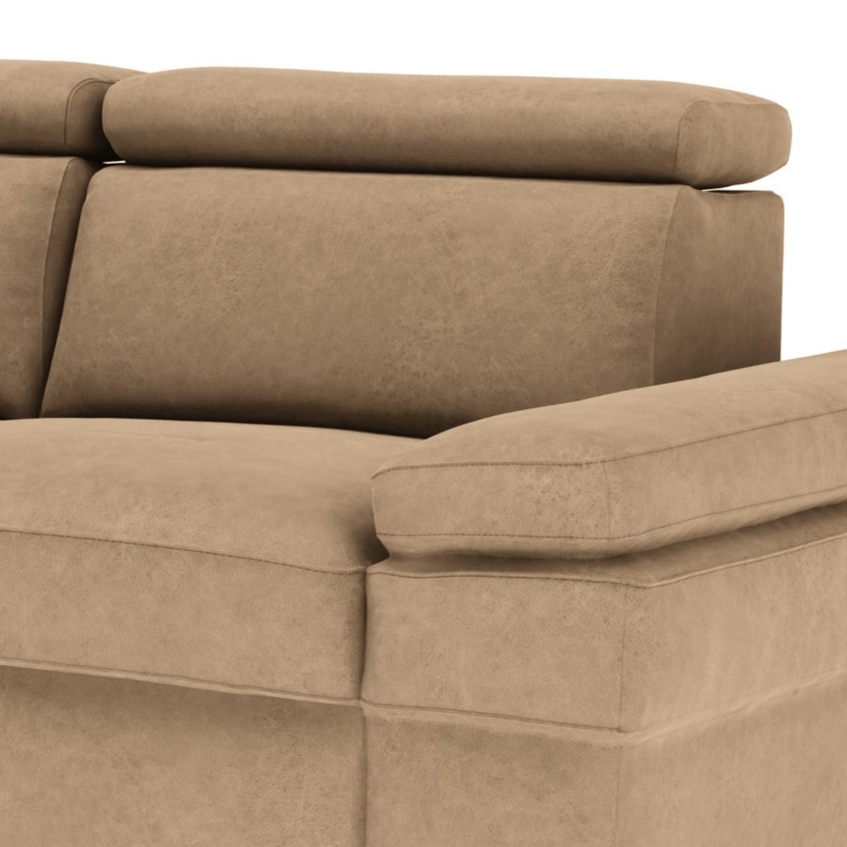 Ecksofa Elvis Sandfarben S: 182x259 Cm - Sandfarben/Silberfarben, KONVENTIONELL, Textil (182/259cm) - Trendmanufaktur