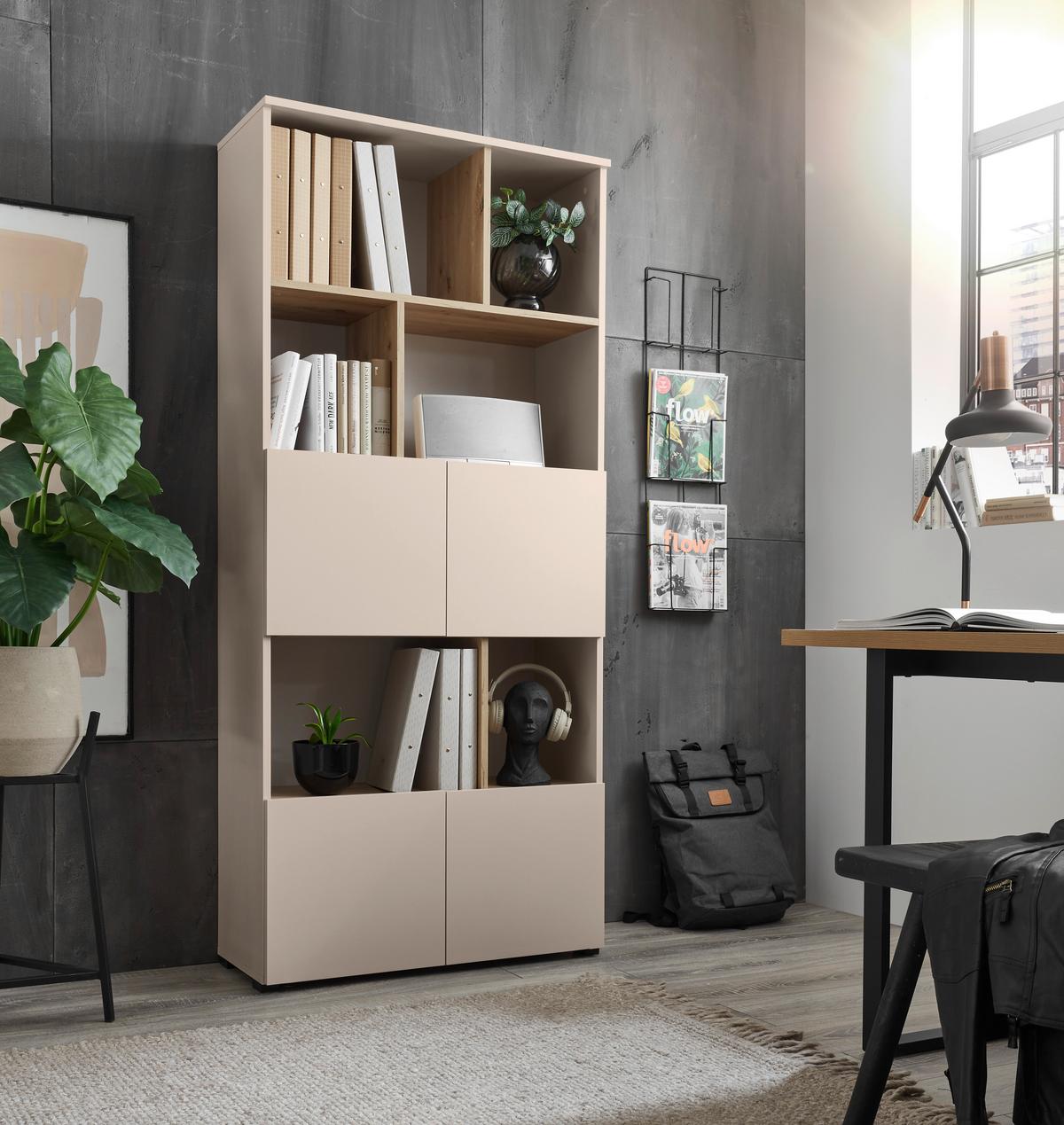 REGÁL SAVANNA -EXKLUSIV- - černá/kašmírová, Moderní, kompozitní dřevo/plast (80/180/35cm) - Mömax