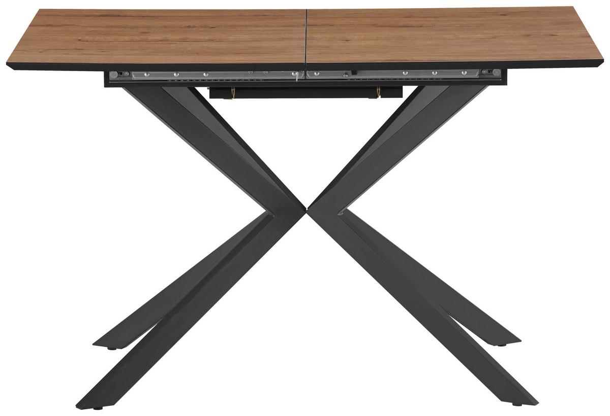 Ausziehtisch Lennox 120 Az Mdf Eiche Dekor, B: 120-160 Cm - Eichefarben/Schwarz, KONVENTIONELL, Holzwerkstoff/Metall (120-160/76/80cm) - MID.YOU