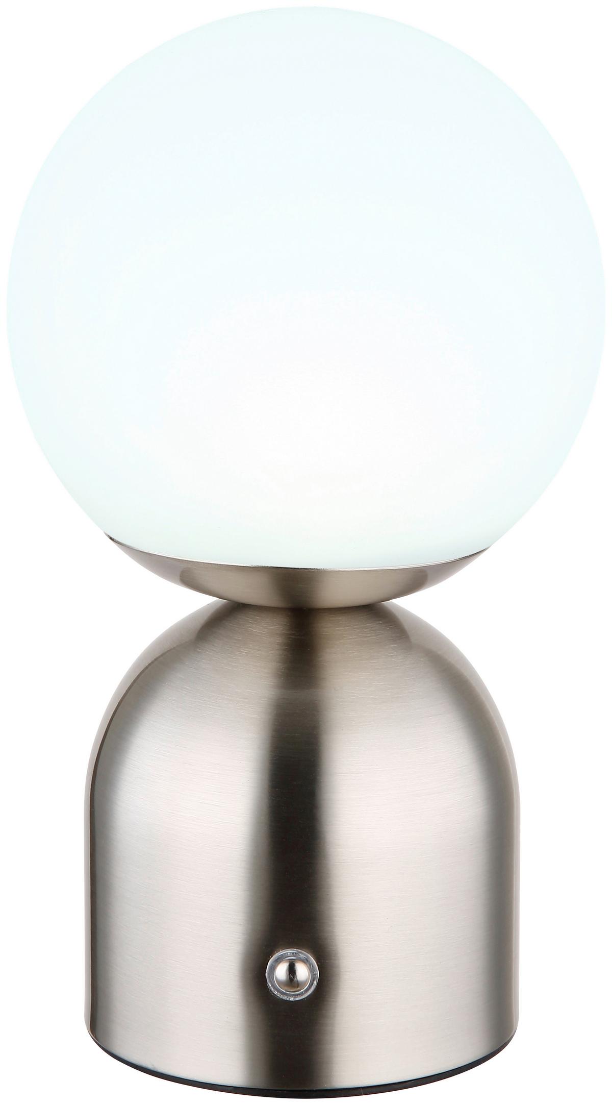 STOLNÍ LAMPA NA BATERIE LOPA - opál/barvy niklu, Moderní, kov/plast (12/21cm) - Mömax