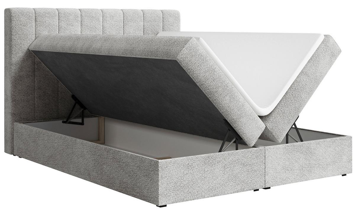 Boxbett Paris Lf: 140x200 Grau - Schwarz/Grau, MODERN, Holz/Kunststoff (140/200cm) - MID.YOU