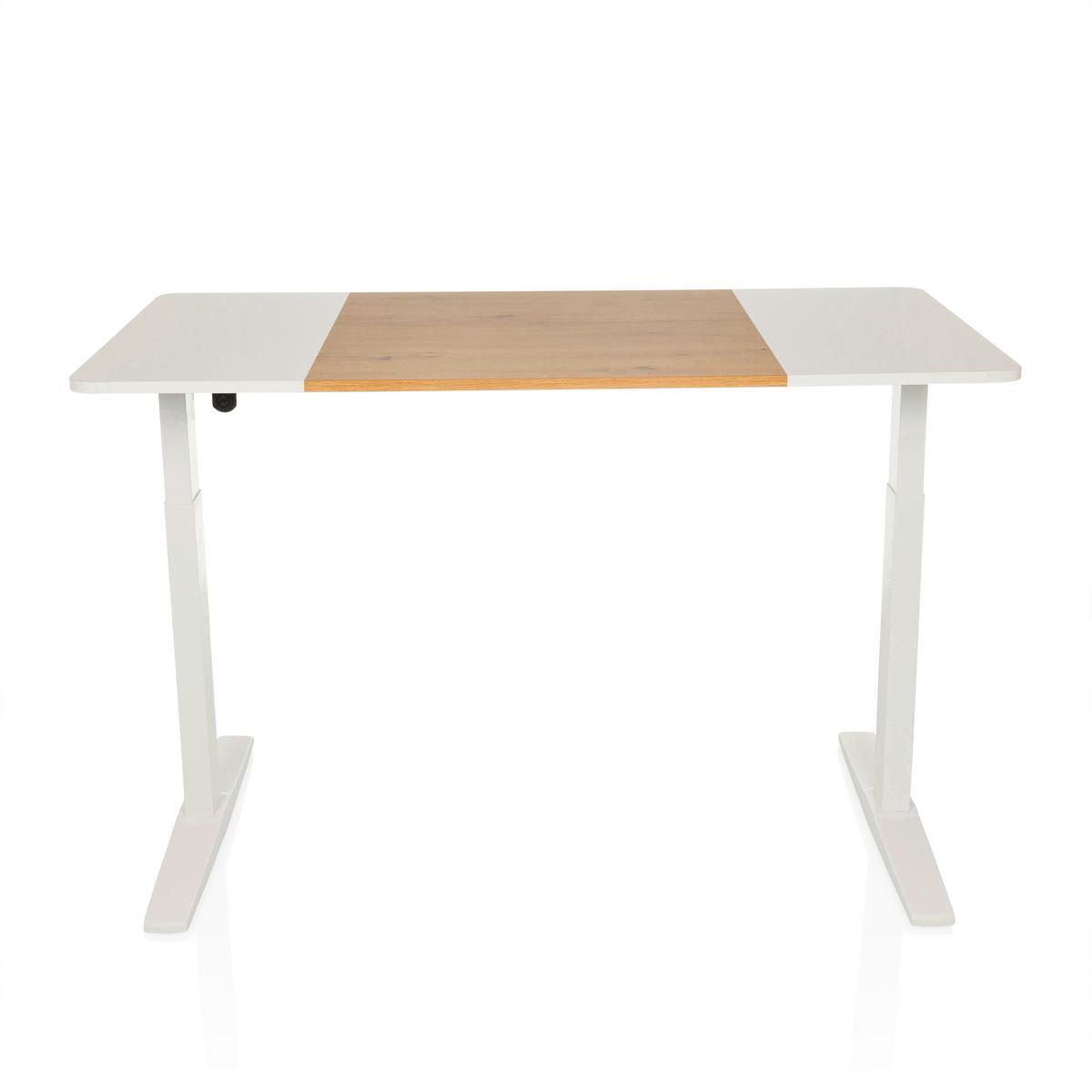 Schreibtisch Weiß/Eichefarben B: 140 cm - Eichefarben/Weiß, MODERN, Holzwerkstoff/Metall (140/70/73 - 118cm) - MID.YOU