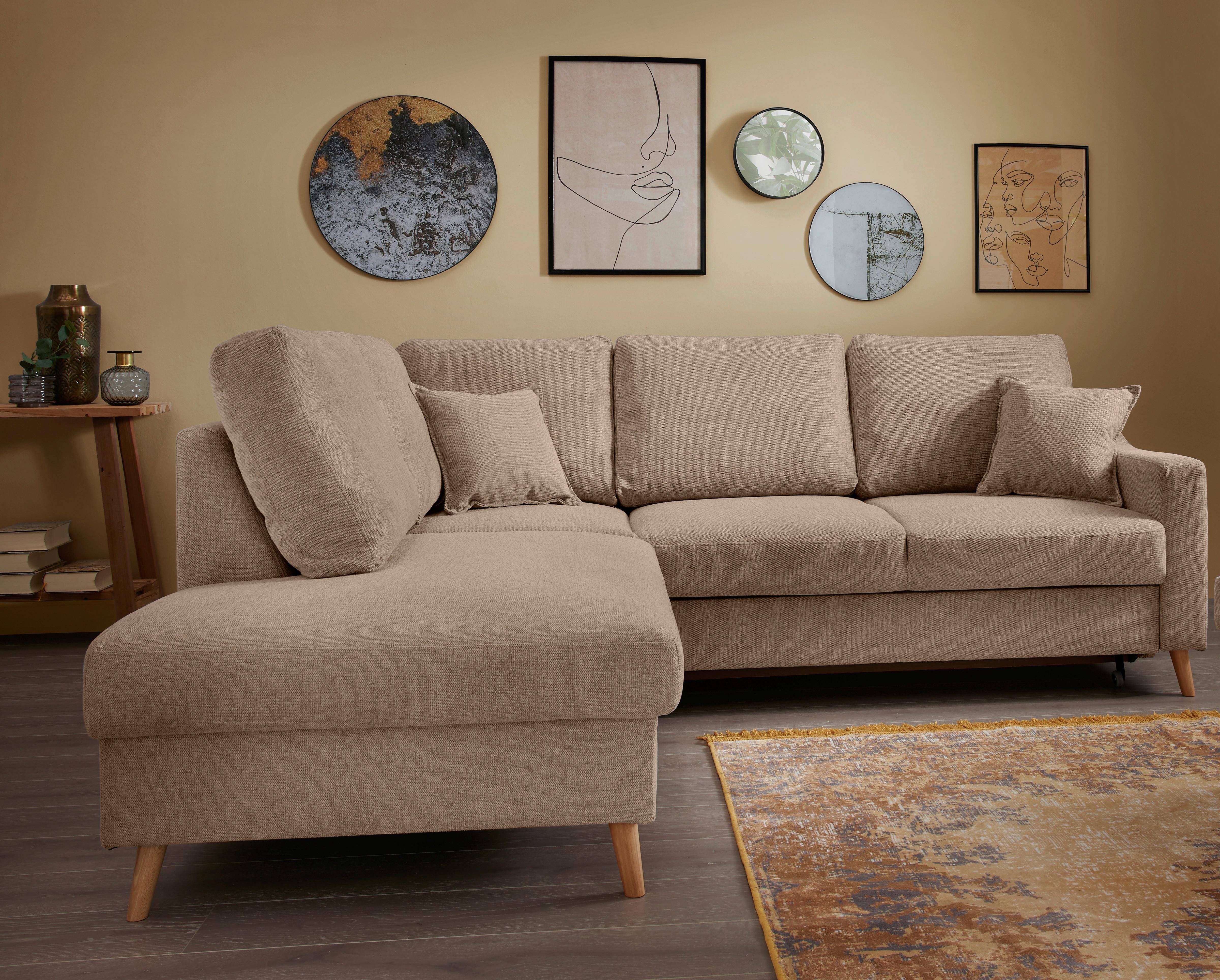 Ecksofa Valentina Hellbraun S: 200x230 Cm - Hellbraun/Naturfarben, KONVENTIONELL, Textil (200/230cm) - Livetastic