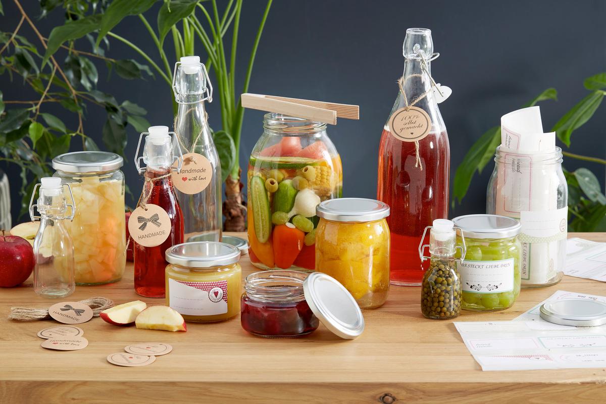 Einmachgläser 6er-Set Zora Je 425 ml, Auslaufsicher - Silberfarben, Basics, Glas/Metall (0,425l)