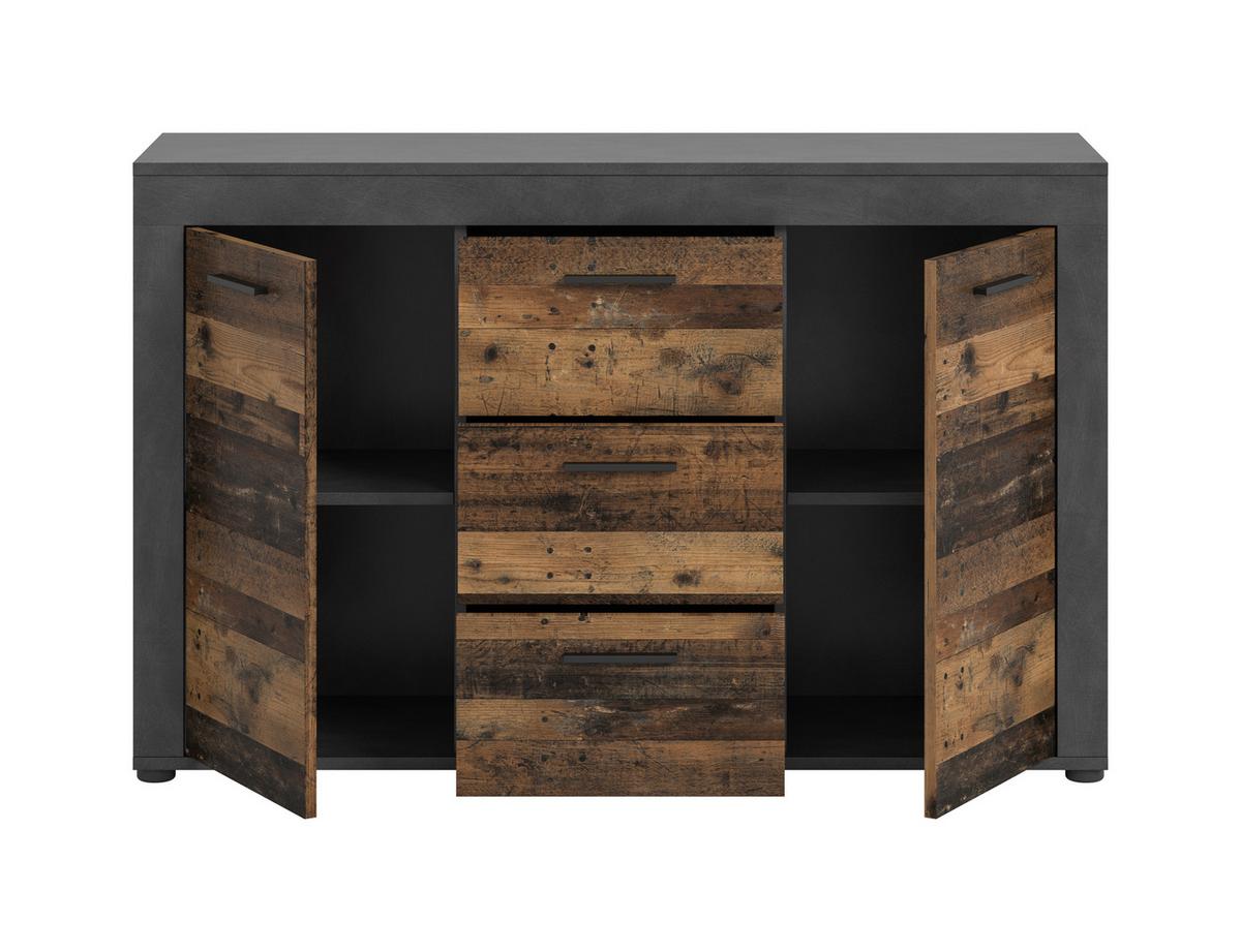 Sideboard Jam Anthrazit/naturfarben B: 125cm - Anthrazit/Schwarz, Design, Holzwerkstoff (125/80/35cm) - MID.YOU
