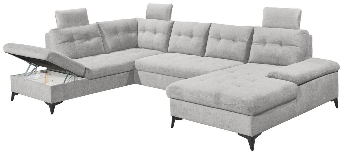 Sedacia súprava DURBAN U, ľavá, tmavosivá - čierna/tmavosivá, Konventionell, textil/plast (218/324/170cm) - MID.YOU