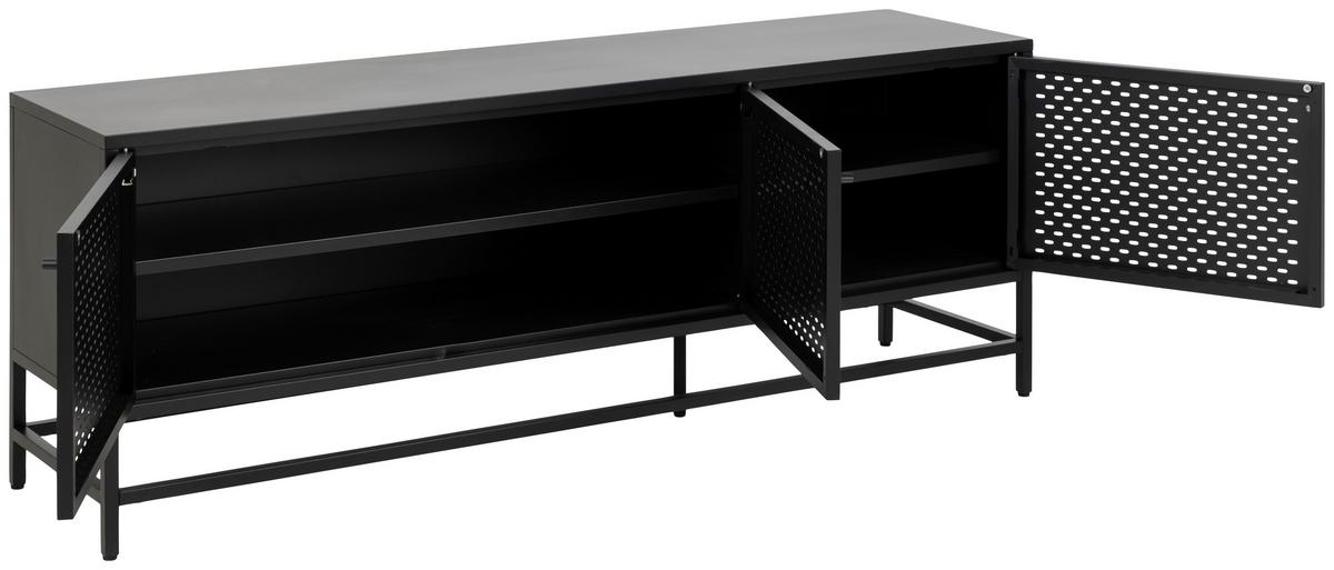 Sideboard Newcastle  B: 160 Cm Schwarz 3-Türig - Schwarz, KONVENTIONELL, Metall (160/60/40cm) - MID.YOU