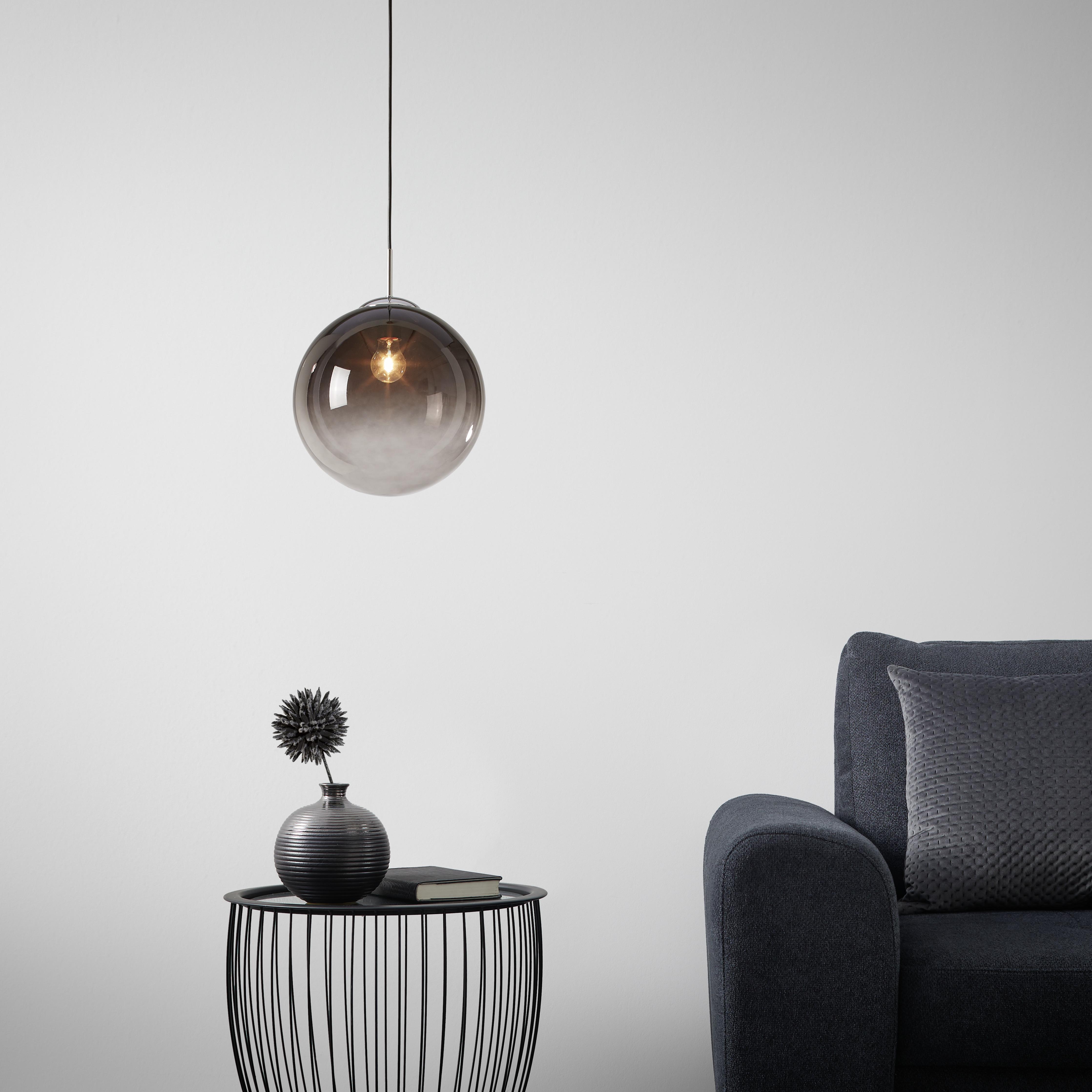 Závesná Lampa Lus 30/120cm, 40 Watt - čierna/chrómová, Štýlový, kov/plast (30cm) - Modern Living