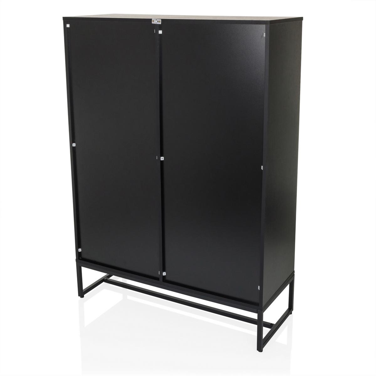 Highboard Amio Eichefarben, Schwarz B: 100 Cm - Eichefarben/Schwarz, MODERN, Holzwerkstoff (100/140/40cm) - MID.YOU