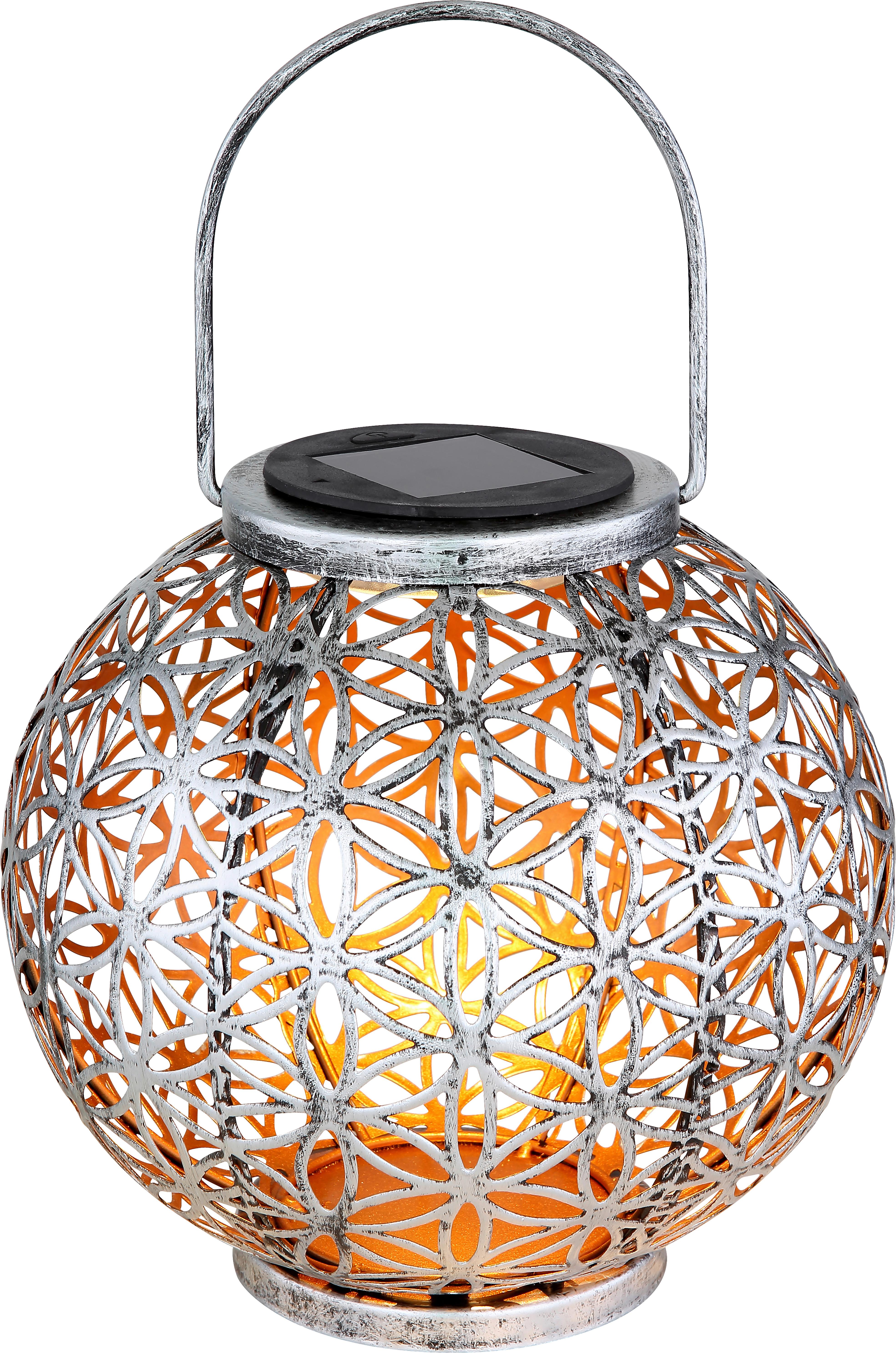 Solarleuchte Rund Silberfarben Sanya 1xled, Warmweiß H: 29 cm - Silberfarben, MODERN, Metall (20/29cm) - Homezone