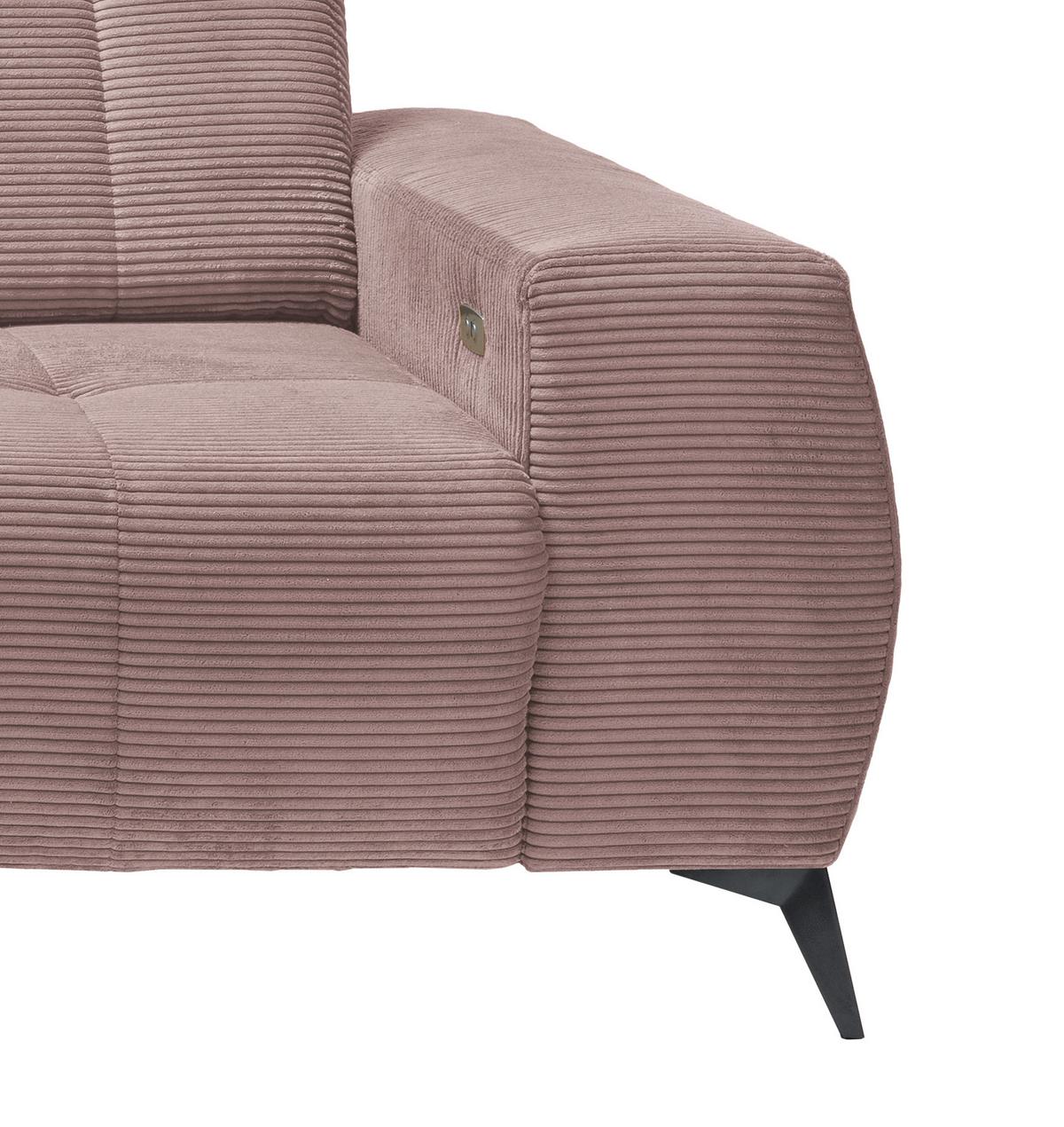 Ecksofa mit USB Anschluss Sano, Rosa, S: 180x258 cm - Schwarz/Rosa, MODERN, Textil (180/258cm) - Livetastic