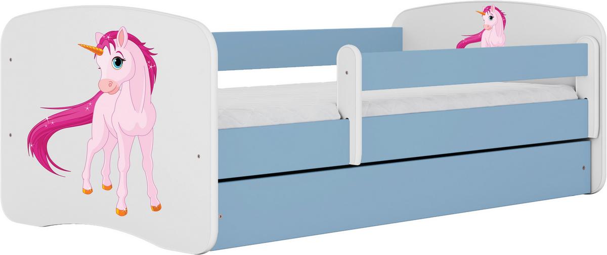Kinder-/Juniorbett Babydreams Inkl. Matratze 80x160 - Blau/Birkefarben, MODERN, Holz/Holzwerkstoff (80/160cm) - MID.YOU