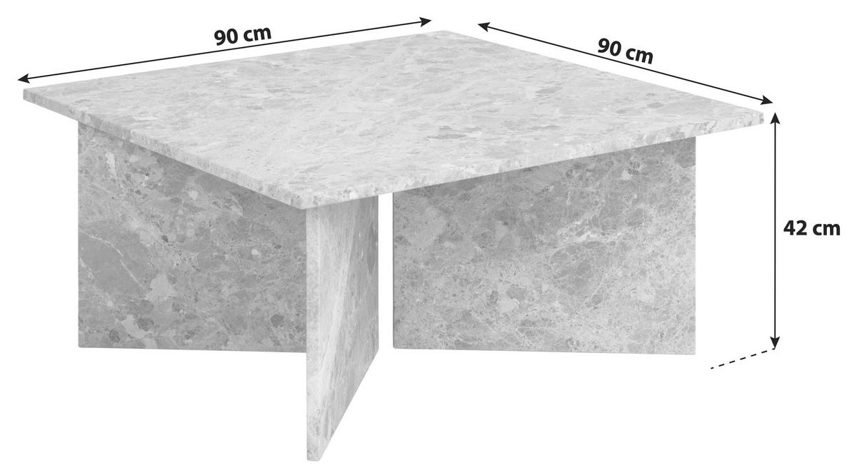 Couchtisch Vega - Schwarz/Braun, Design, Stein (90/90/42cm) - Livetastic