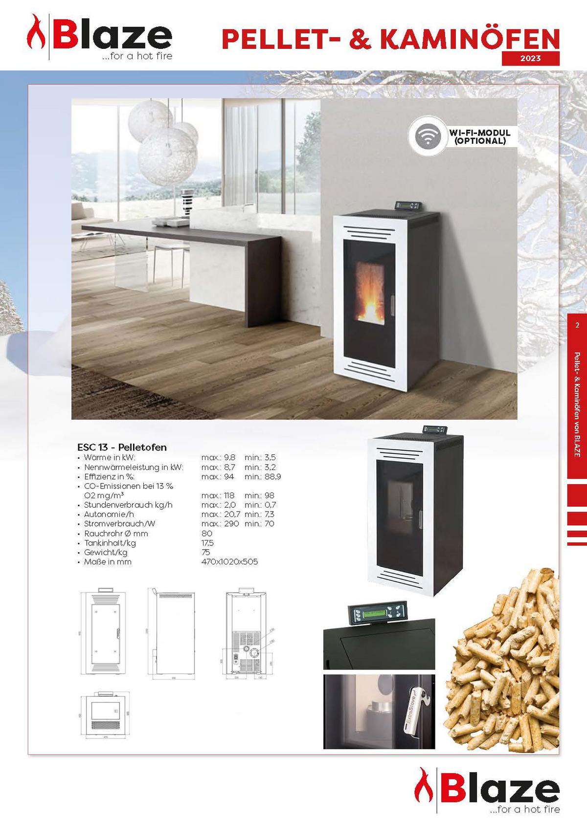 Palletofen Weiß 8,7 Kw Mit Wi-Fi - Weiß, Basics, Metall (47/100/50cm)
