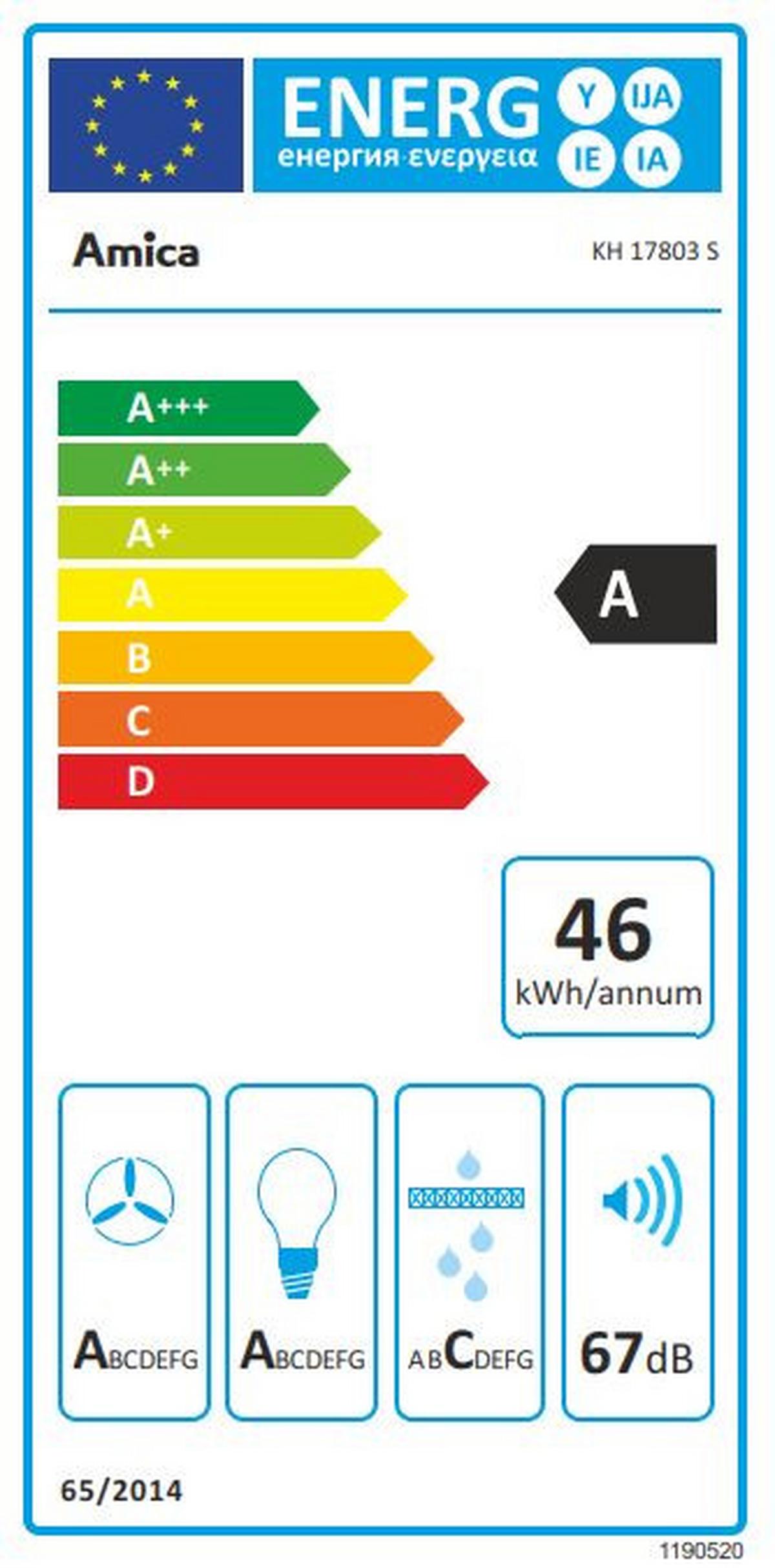 Dunstabzugshaube Kh 17803 S - Schwarz, Basics, Metall (60/53,5-101,5/50cm) - Amica