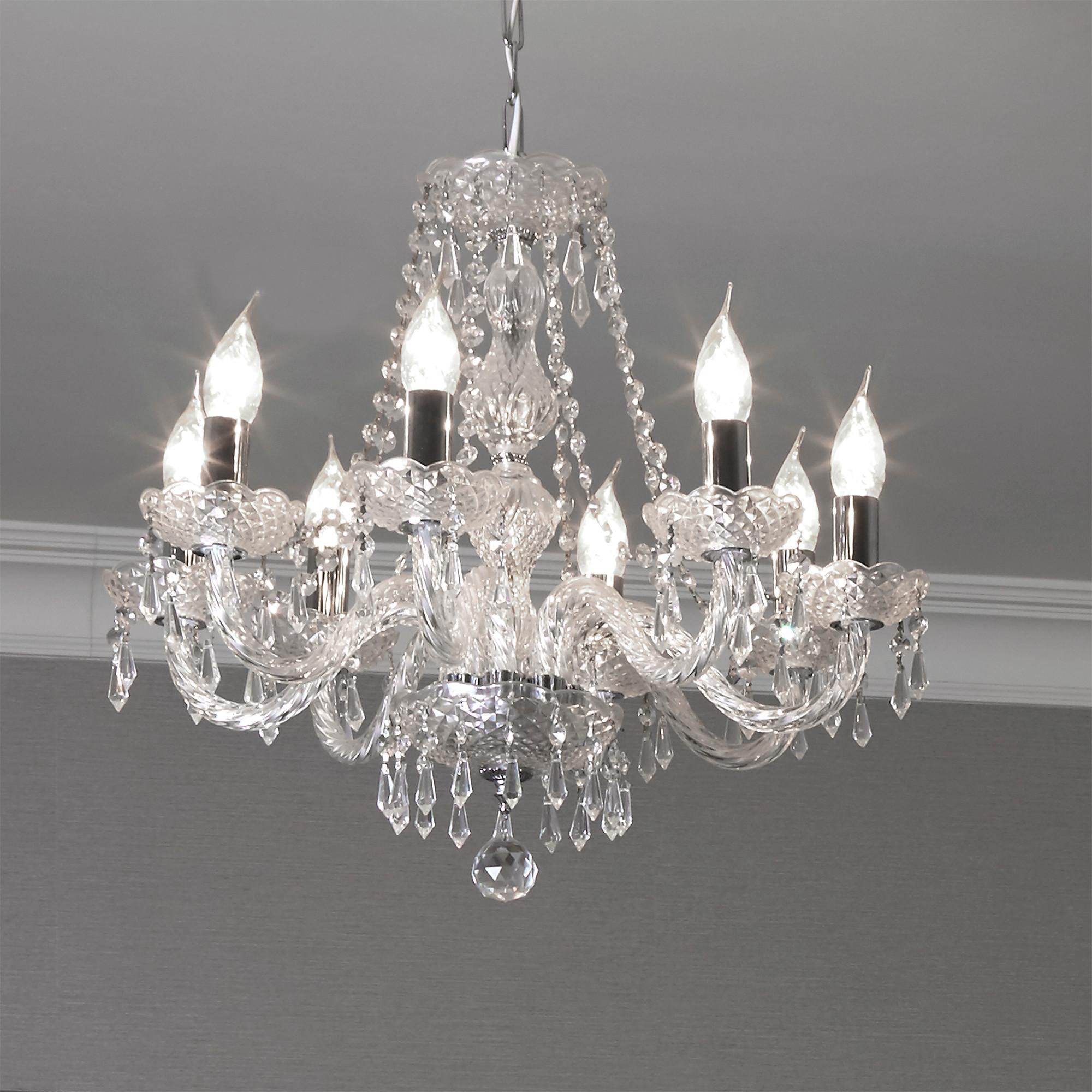 Kronleuchter Hale 218-8 - Klar/Chromfarben, Design, Glas/Metall (57/57/54.5cm)