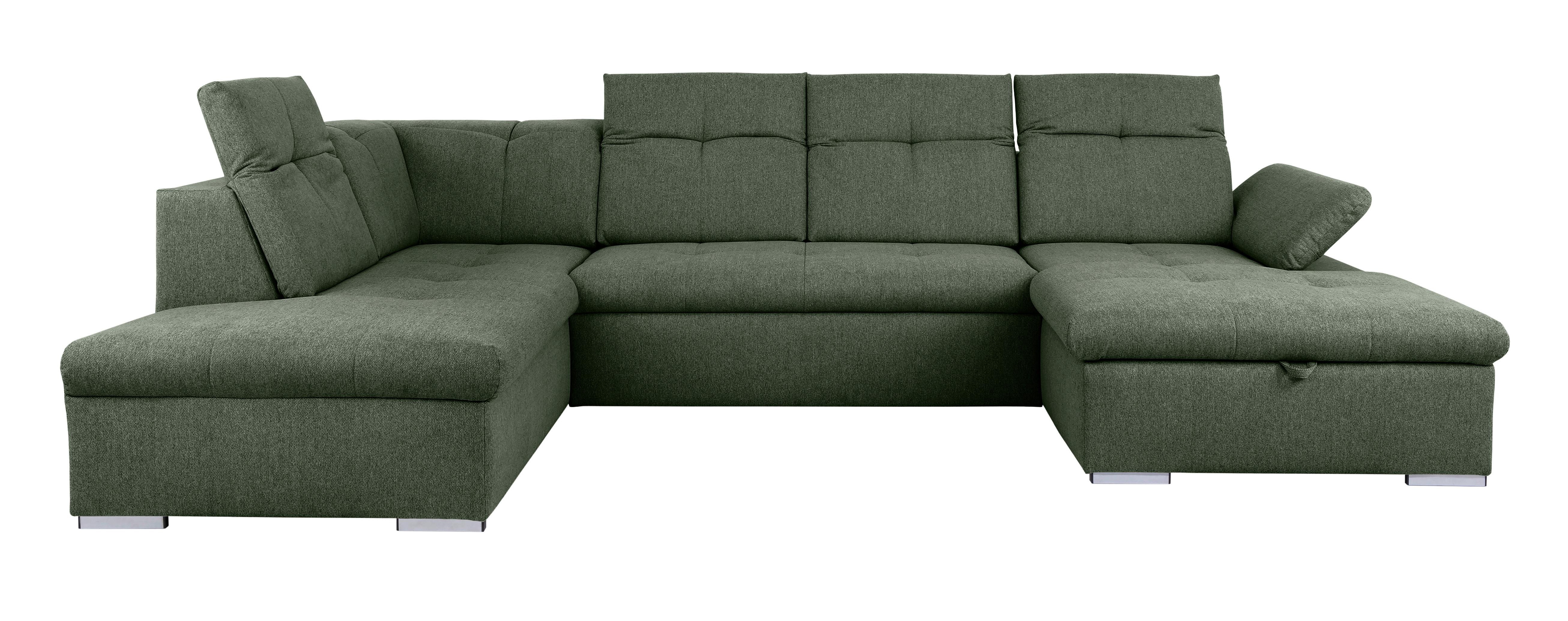 Wohnlandssschaft Grün U: 215x328x173 cm - Grau/Grün, Design, Textil (215/328/173cm) - MID.YOU