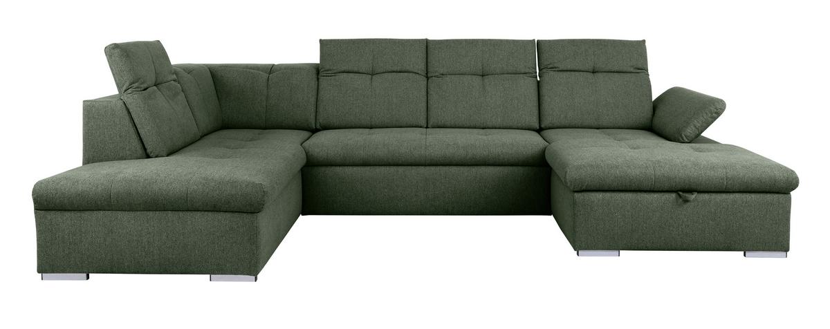 Wohnlandssschaft Grün U: 215x328x173 cm - Grau/Grün, Design, Textil (215/328/173cm) - MID.YOU