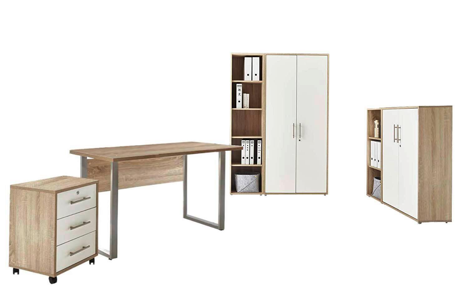 Büro Office Edition Mini Sonoma Eiche Dekor/Weiß - Weiß/Sonoma Eiche, MODERN, Holzwerkstoff/Metall - MID.YOU