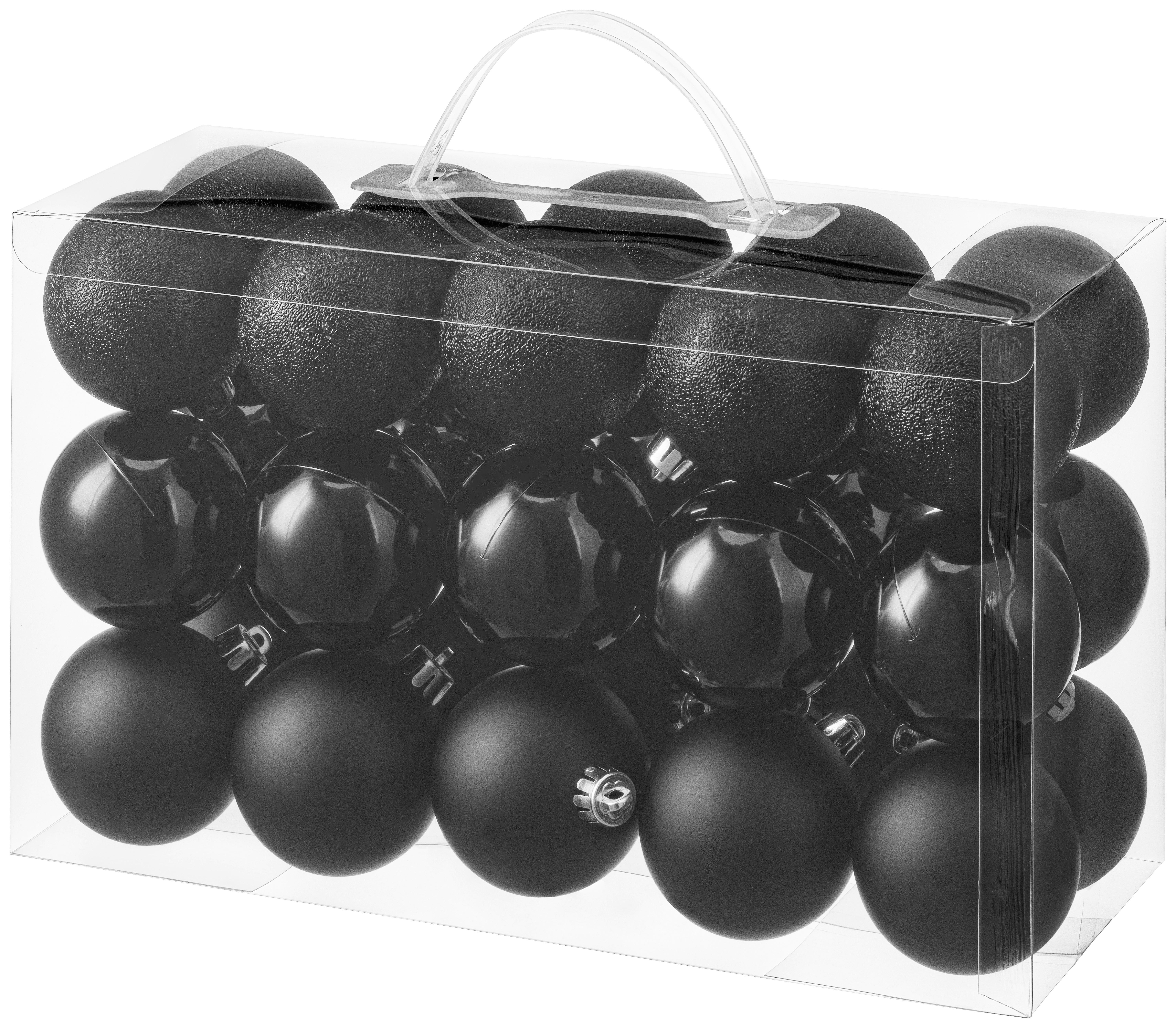 CHRISTBAUMKUGEL-SET Nadja, Schwarz, 30-teilig - Schwarz, KONVENTIONELL, Kunststoff (6cm) - Luca Bessoni
