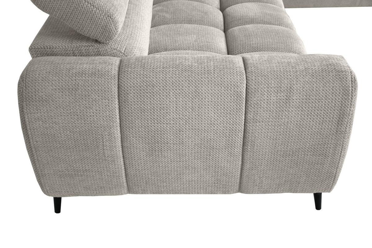 Ecksofa Volf Rechts New Hellgr Mit Schlaffunktion, 261x203 Cm - Hellgrau/Schwarz, Trend, Textil (261/203cm)