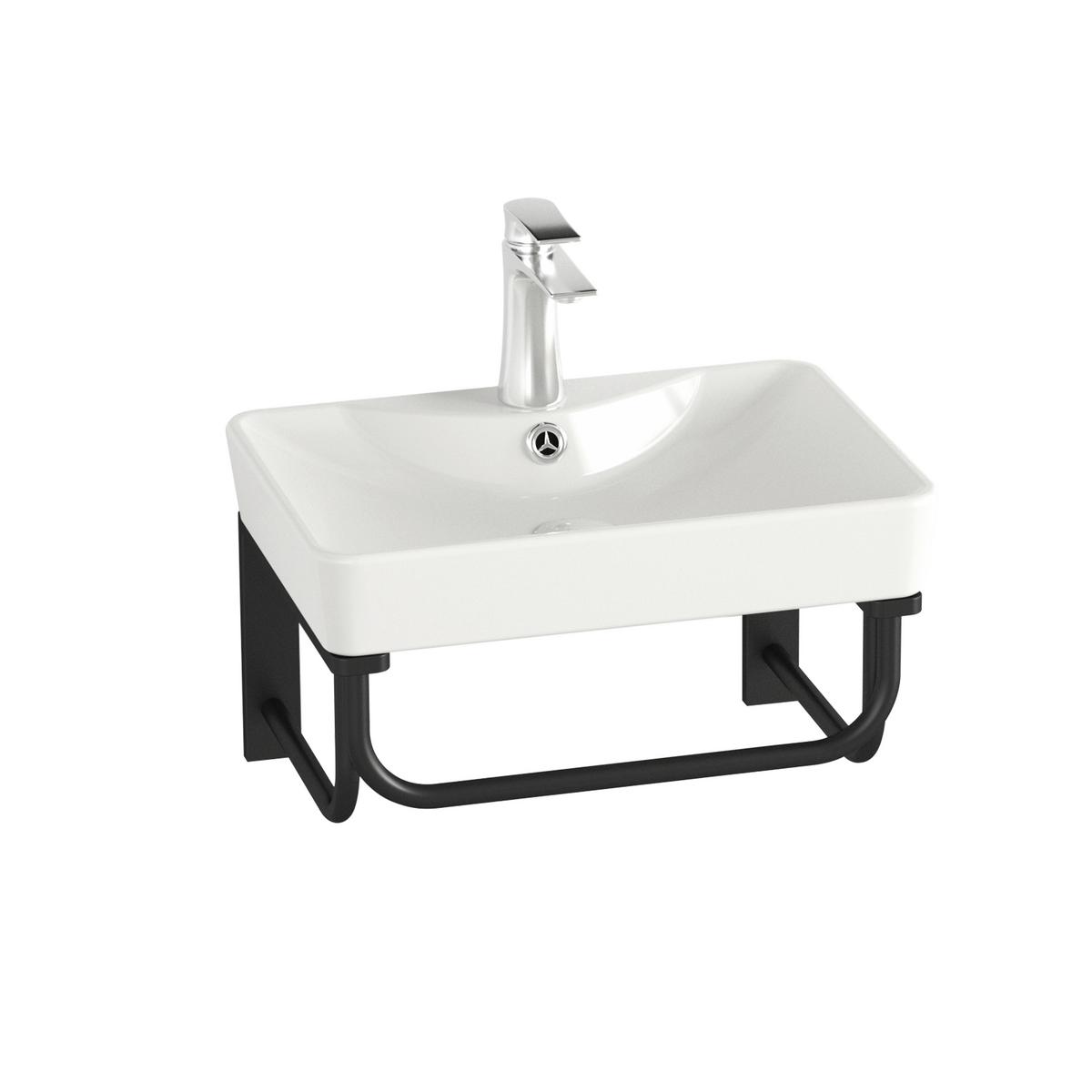 Waschbecken Delta 41 - Schwarz/Weiß, KONVENTIONELL, Keramik/Metall (41/29/70cm) - Sanotechnik