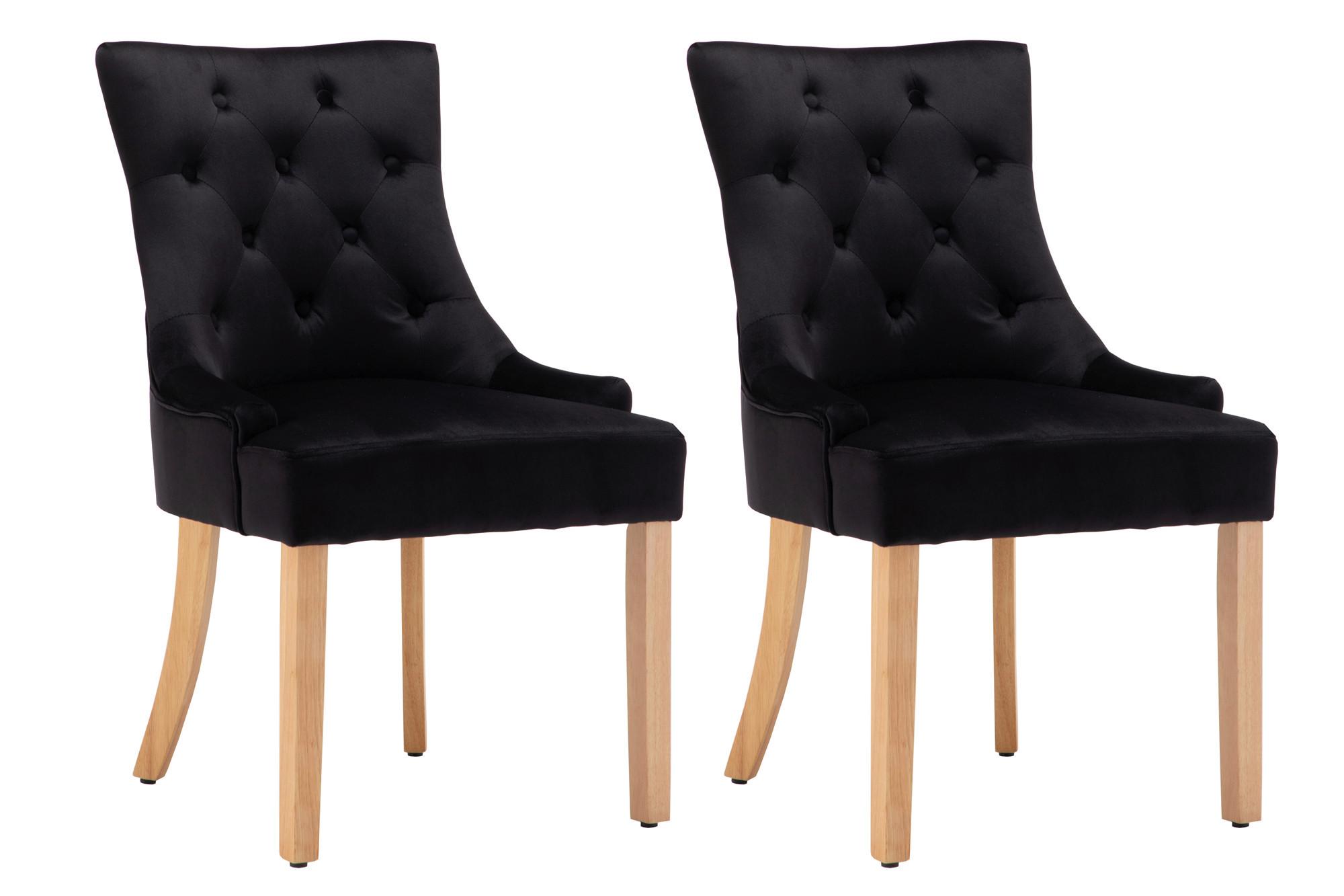 Stuhl-set Samt Schwarz, B: 56cm - Schwarz/Naturfarben, Design, Holz/Textil (56/91/63cm) - Livetastic