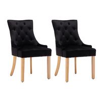 Stuhl-set Samt Schwarz, B: 56cm - Schwarz/Naturfarben, Design, Holz/Textil (56/91/63cm) - Livetastic