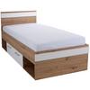 Stauraumbett 90x200 cm Box, Artisan Eiche Dekor/Weiß - Blau/Eichefarben, MODERN, Holzwerkstoff (90/200cm) - Ondega