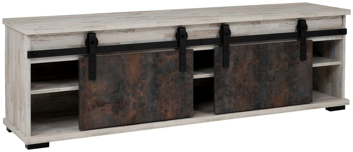 TV-Element Sevilla B: 160 cm Kiefer Dekor/Dunkelbraun - Schwarz, Basics, Holzwerkstoff (160/50/40cm) - MID.YOU