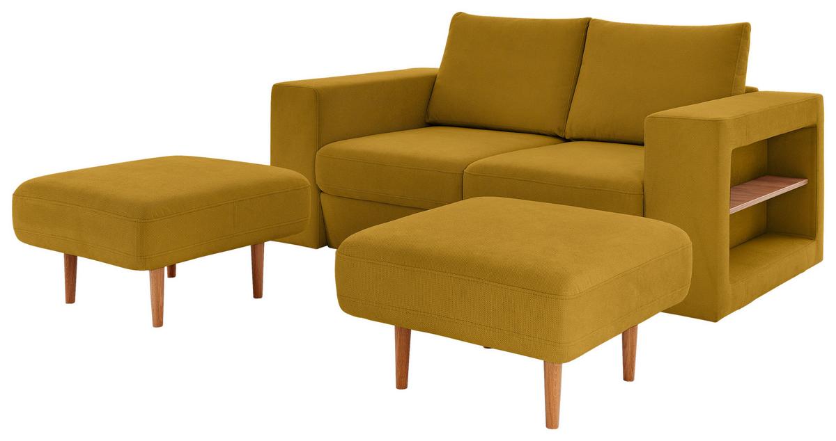 3-Sitzer-Sofa Looks V-2 - Eichefarben/Gelb, Design, Textil (212/96/107cm) - LOOKS by W.Joop