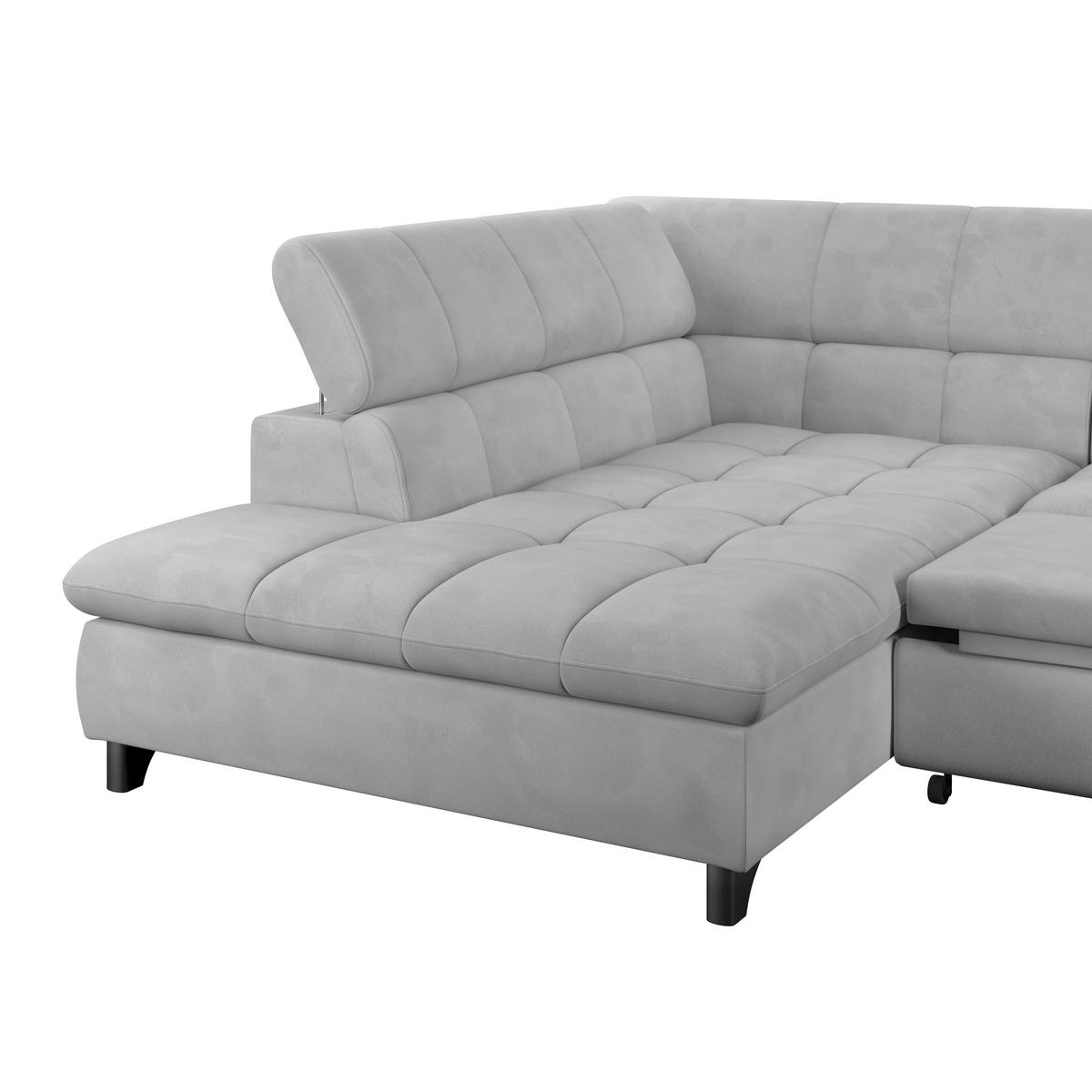 Ecksofa Gemini Hellgrau, B: 234cm - Chromfarben/Hellgrau, KONVENTIONELL, Textil (234/312cm)