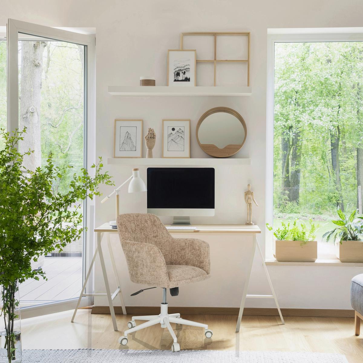 Drehstuhl Solao Home Beige B: 58 cm - Beige/Weiß, MODERN, Kunststoff/Textil (58/78/60cm) - MID.YOU