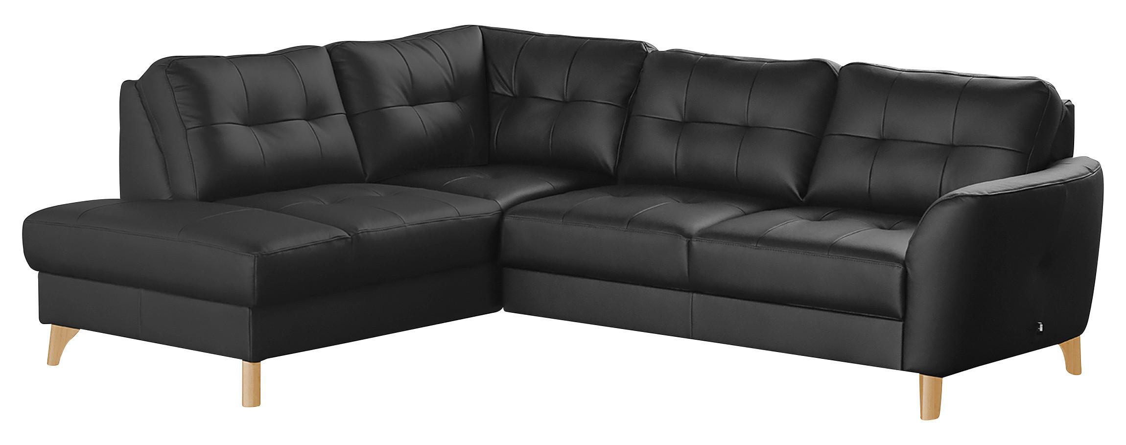 Ecksofa Nordic Schwarz S: 190x236 cm - Buchefarben/Schwarz, Design, Leder/Textil (190/236cm) - Livetastic