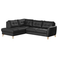 Ecksofa Nordic Schwarz S: 190x236 Cm - Buchefarben/Schwarz, Design, Leder/Textil (190/236cm) - Livetastic