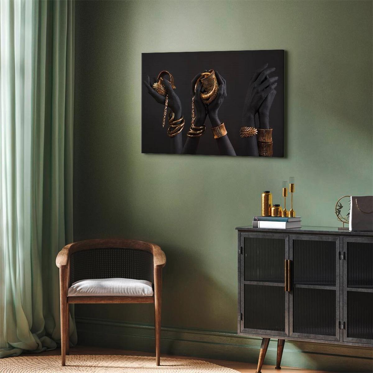 Leinwandbild Midass Touch Schwarz Hellgelb B: 120 cm - Hellgelb/Schwarz, Basics, Holz/Textil (120/80/1.2cm) - artgeist