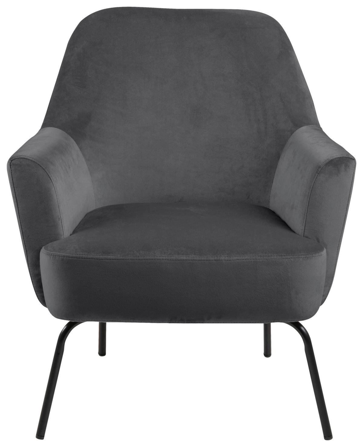 Polsterstuhl Melissa Dunkelgrau Velours - Dunkelgrau/Schwarz, KONVENTIONELL, Textil (75/83/75cm) - Livetastic