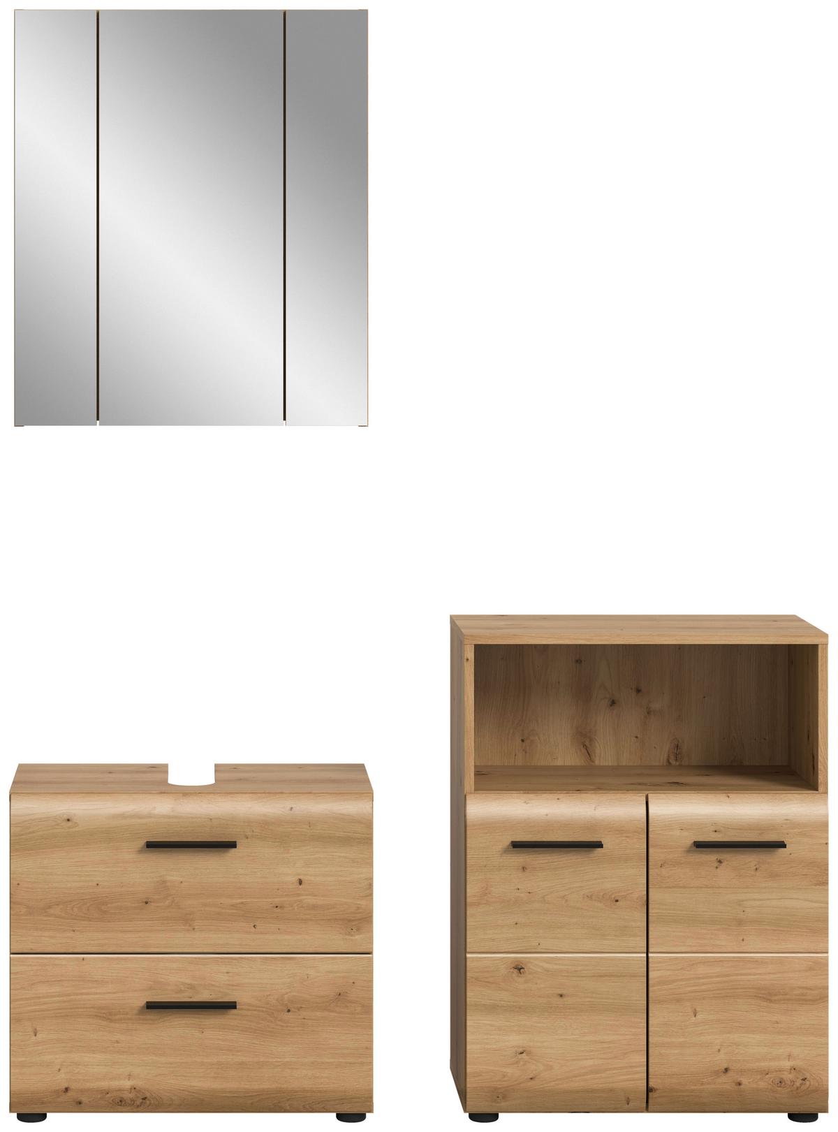 Badezimmer Ice Eiche Artisan Dekor B: 120cm - Schwarz/Eiche Artisan, Basics, Holzwerkstoff (120cm) - MID.YOU