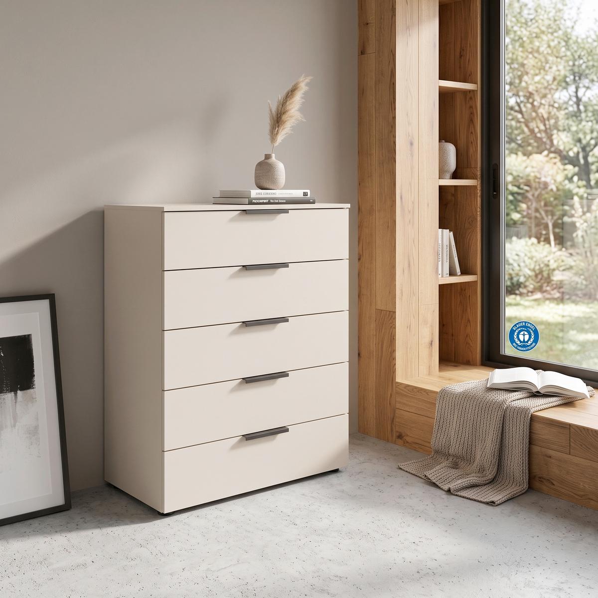 KOMMODE Flipp Champagner B: 80 cm - Champagner/Schwarz, MODERN, Holzwerkstoff (80/100/42cm) - Rauch Möbel
