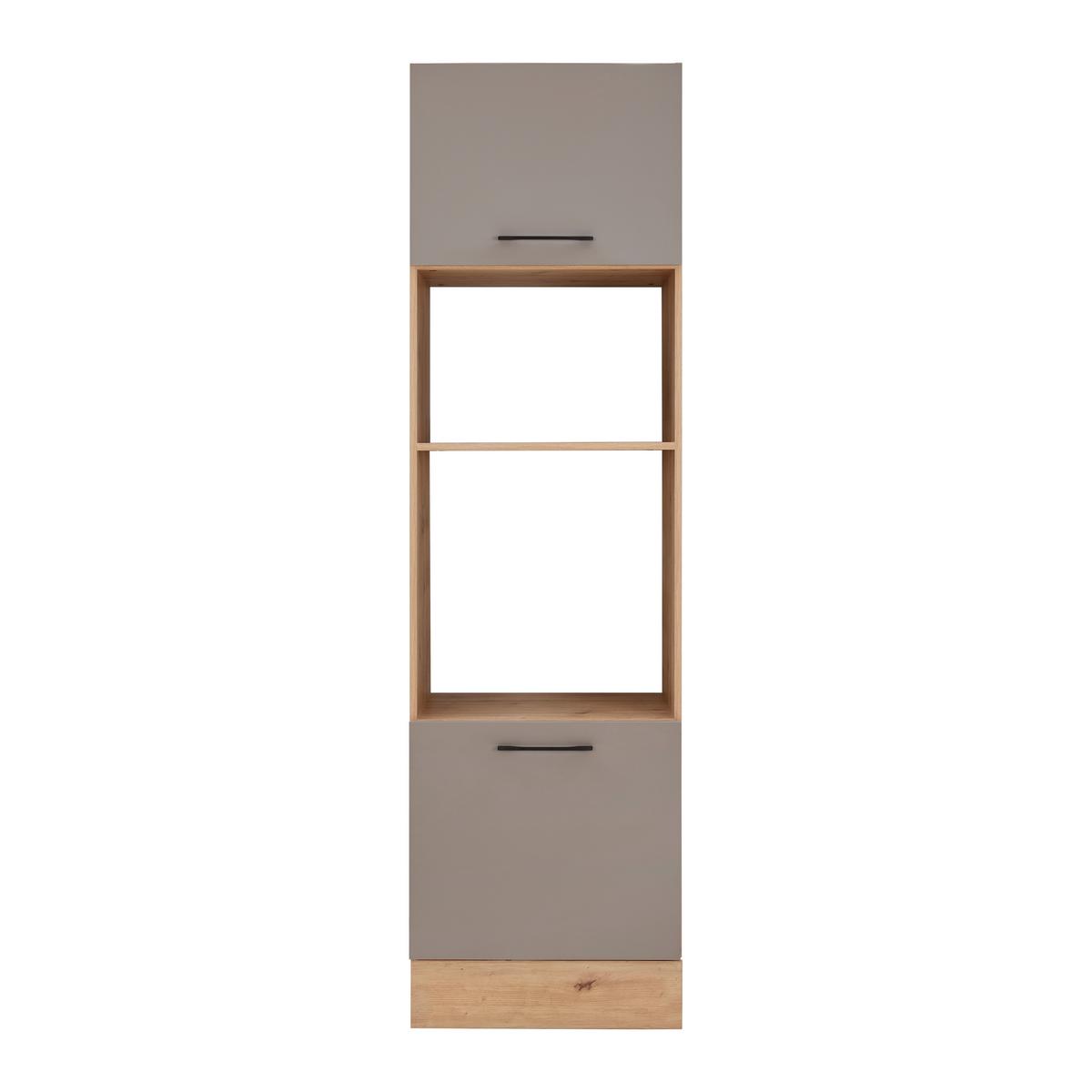 Skrinka na spotrebiče LINZ bez spotrebičov - čierna/sivá, Modern, kov/kompozitné drevo (60/211/57cm)