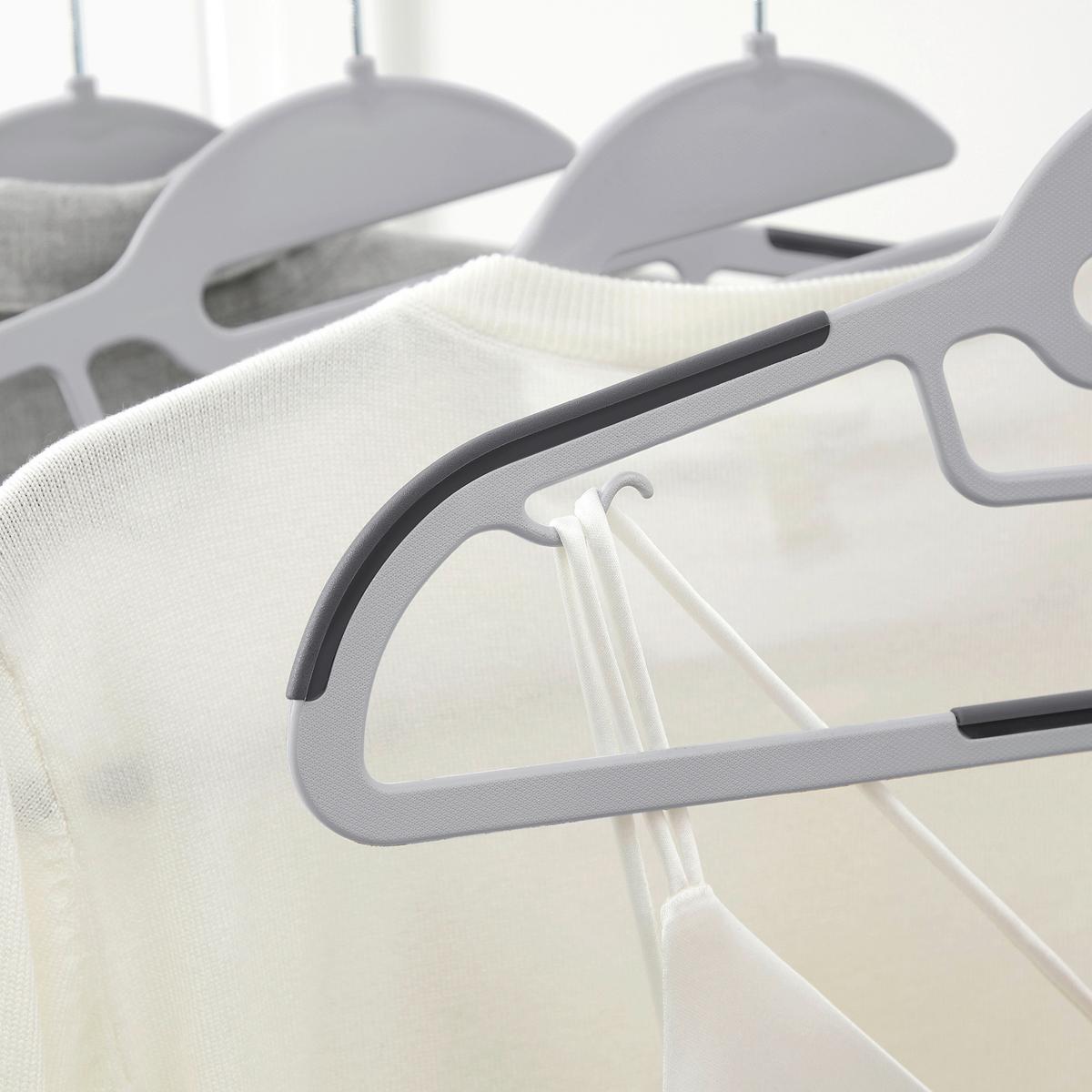 Kleiderbügelset Grau B: 41,5 cm - Grau, Basics, Kunststoff/Metall (41,5cm)