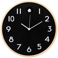 Nástěnné hodiny Ø 31 cm - černá/přírodní barvy, Moderní, dřevo (31,5cm) - Mömax