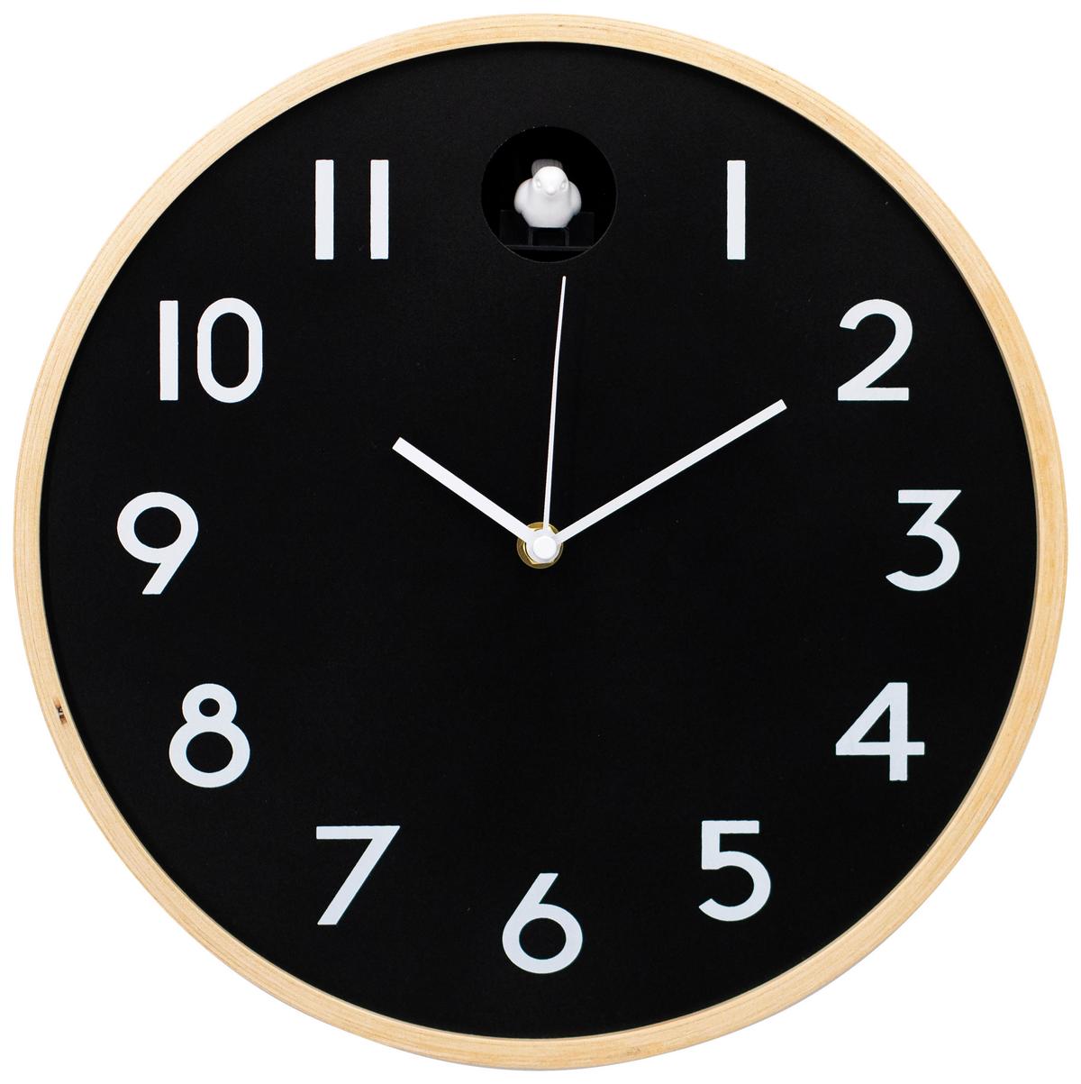 Nástěnné hodiny Ø 31 cm - černá/přírodní barvy, Moderní, dřevo (31,5cm) - Mömax