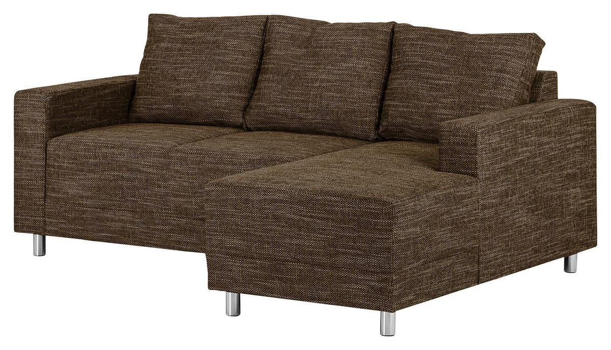 Ecksofa Grenwood Braun S: 200x144 Cm - Chromfarben/Braun, Design, Textil (200/144cm) - MID.YOU