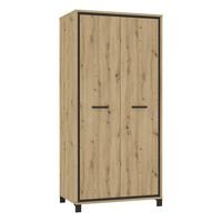 Drehtürenschrank B: 99,1 cm Trondheim, Artisan Eiche Dekor - Eichefarben/Schwarz, Basics, Holzwerkstoff/Kunststoff (99,1/209/60,3cm)